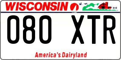 WI license plate 080XTR