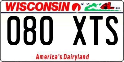 WI license plate 080XTS
