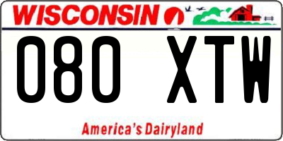 WI license plate 080XTW