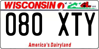 WI license plate 080XTY