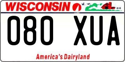 WI license plate 080XUA
