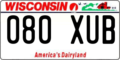 WI license plate 080XUB