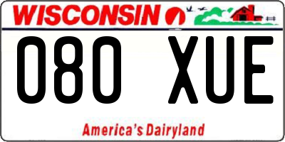 WI license plate 080XUE