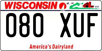 WI license plate 080XUF