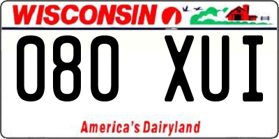 WI license plate 080XUI