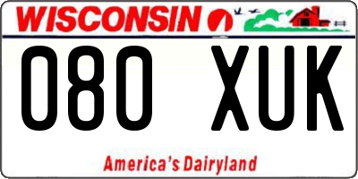 WI license plate 080XUK
