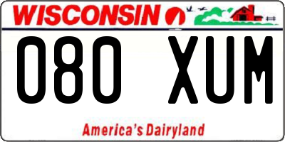 WI license plate 080XUM