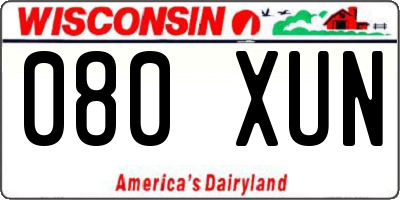 WI license plate 080XUN