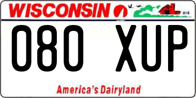 WI license plate 080XUP