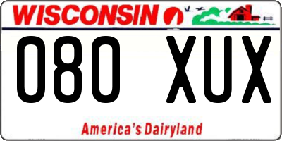 WI license plate 080XUX