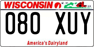 WI license plate 080XUY