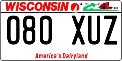 WI license plate 080XUZ