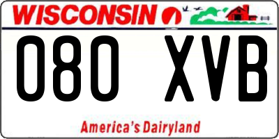WI license plate 080XVB