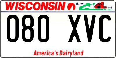 WI license plate 080XVC