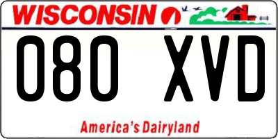 WI license plate 080XVD