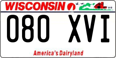 WI license plate 080XVI