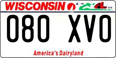WI license plate 080XVO