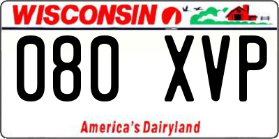 WI license plate 080XVP