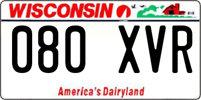 WI license plate 080XVR