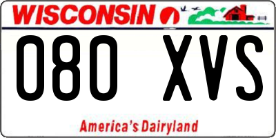 WI license plate 080XVS