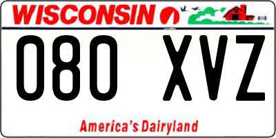 WI license plate 080XVZ