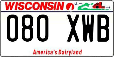 WI license plate 080XWB
