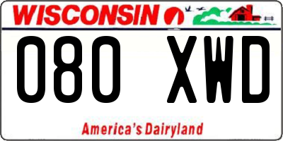 WI license plate 080XWD