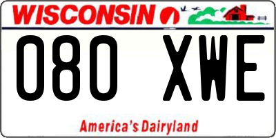WI license plate 080XWE