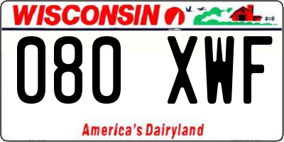 WI license plate 080XWF