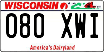 WI license plate 080XWI