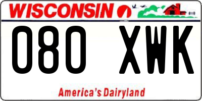 WI license plate 080XWK