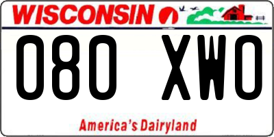 WI license plate 080XWO