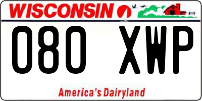 WI license plate 080XWP