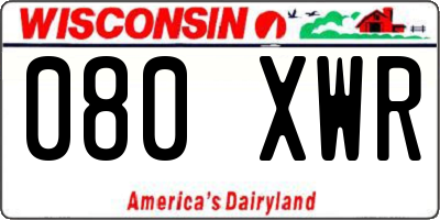 WI license plate 080XWR