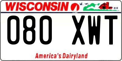 WI license plate 080XWT
