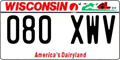 WI license plate 080XWV