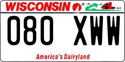 WI license plate 080XWW