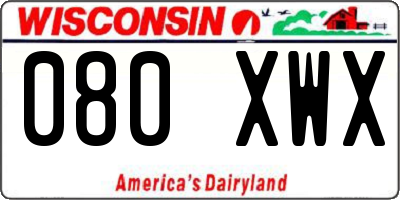 WI license plate 080XWX