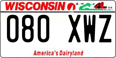 WI license plate 080XWZ