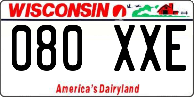 WI license plate 080XXE