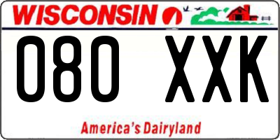 WI license plate 080XXK