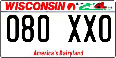 WI license plate 080XXO