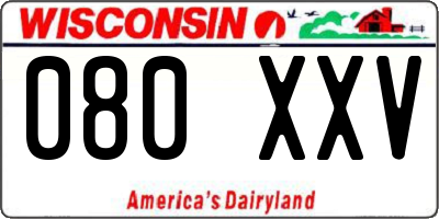 WI license plate 080XXV