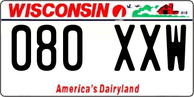 WI license plate 080XXW