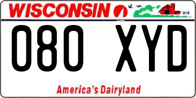 WI license plate 080XYD