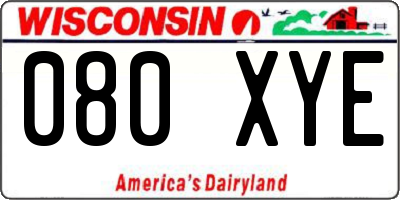 WI license plate 080XYE