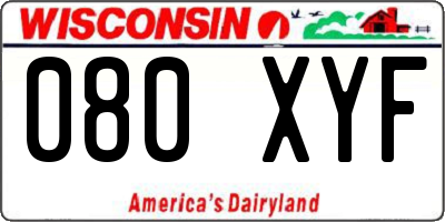 WI license plate 080XYF