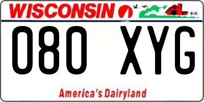 WI license plate 080XYG