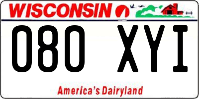 WI license plate 080XYI