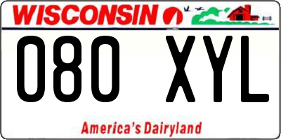 WI license plate 080XYL